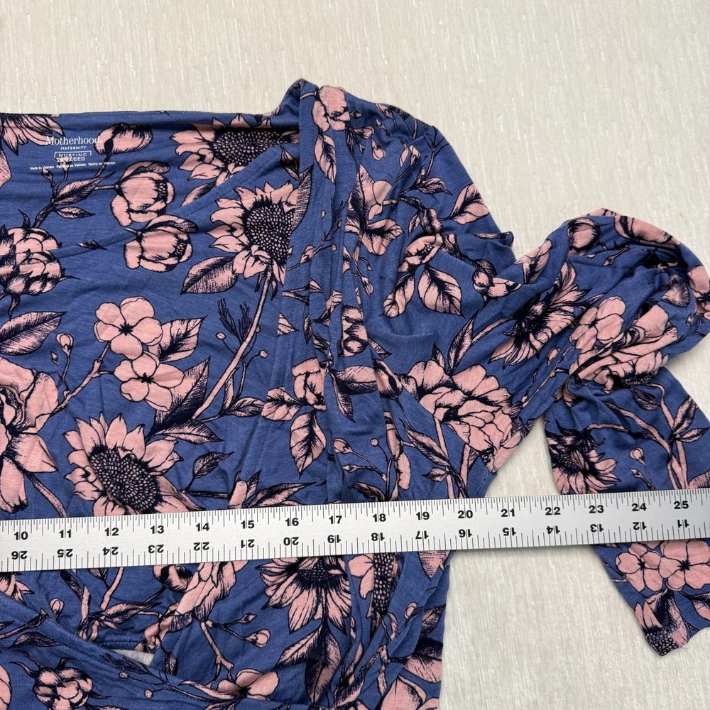 Motherhood Maternity Nursing Top Womens 2X Blue Pink Floral Stretch Double Layer - Picture 11 of 16